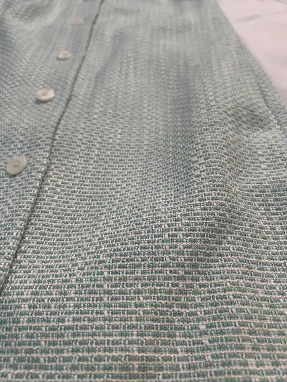 J.Crew NWT Size 00 Mint Green Tweed Button Front Sleeveless Mini Dress $128